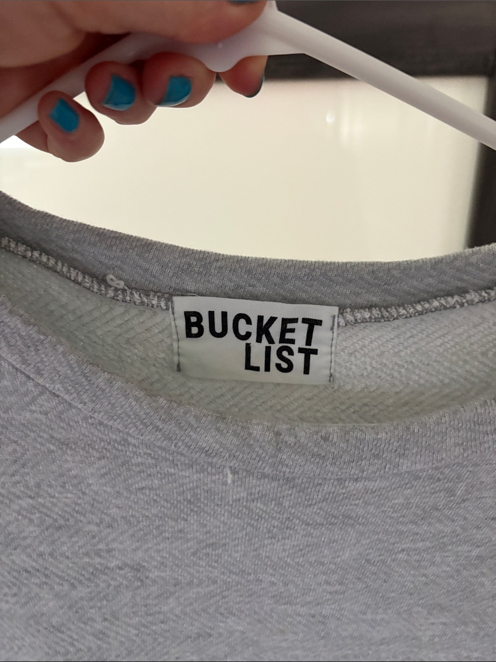 Bucket List Gray Tunic or dress with Navy Pinstripe Skirt - Picture 3 of 4